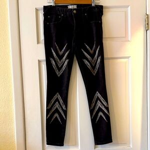 Free People Black and Gray Chevron Skinny Jeans, size 27